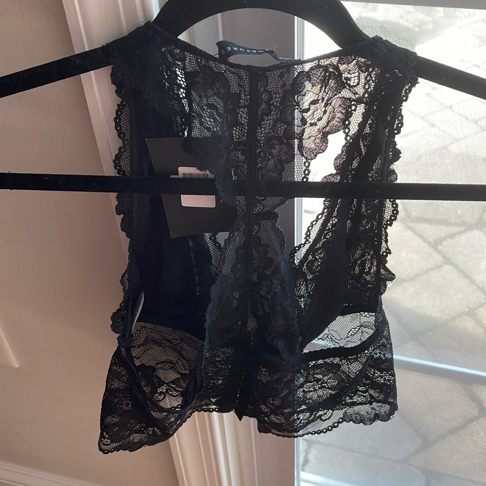Signature 8 Lace Black Bralette Front Closure Large New - Picture 2 of 4